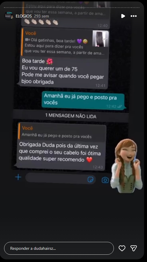 Depoimento de cliente Duda Cabelos