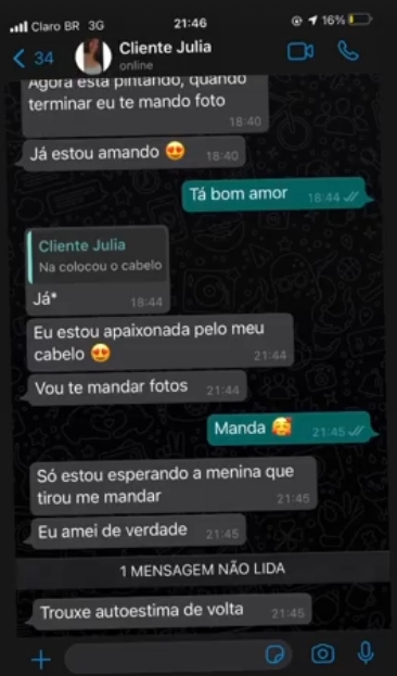 Depoimento de cliente Duda Cabelos